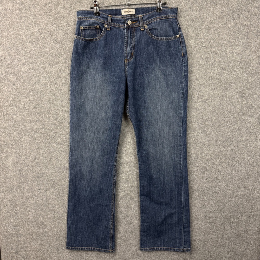 Zena Jeans Womens Blue Wash Denim Straight Leg Casual Everyday Pants Size 10 28W